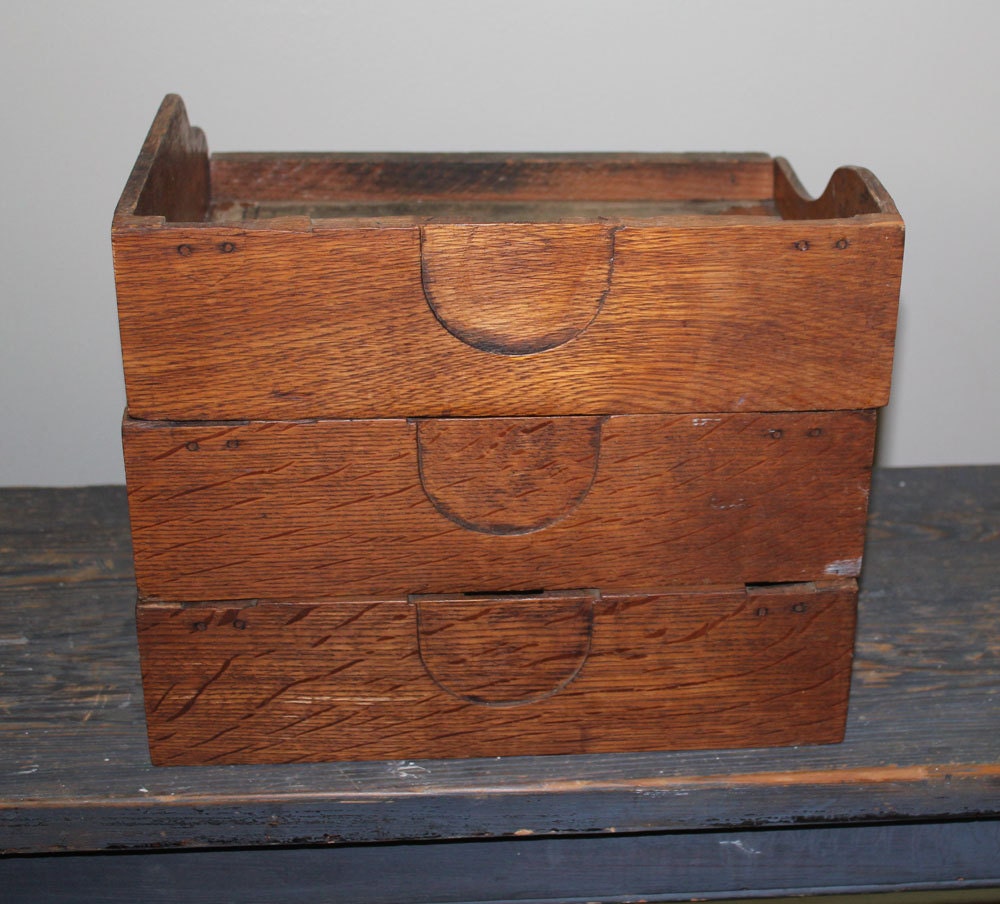 Vintage Wooden Paper Sorter File Trays by by LilacBlanchome