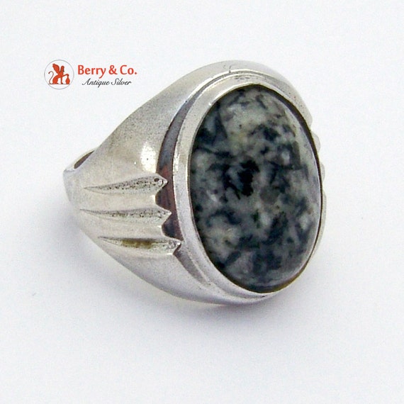 Moss Agate Mens Ring in Sterling Silver by BerrysGems on Etsy