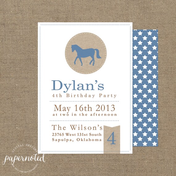 Items similar to Boy Horse Birthday Invitation ( DIY Printables) on Etsy