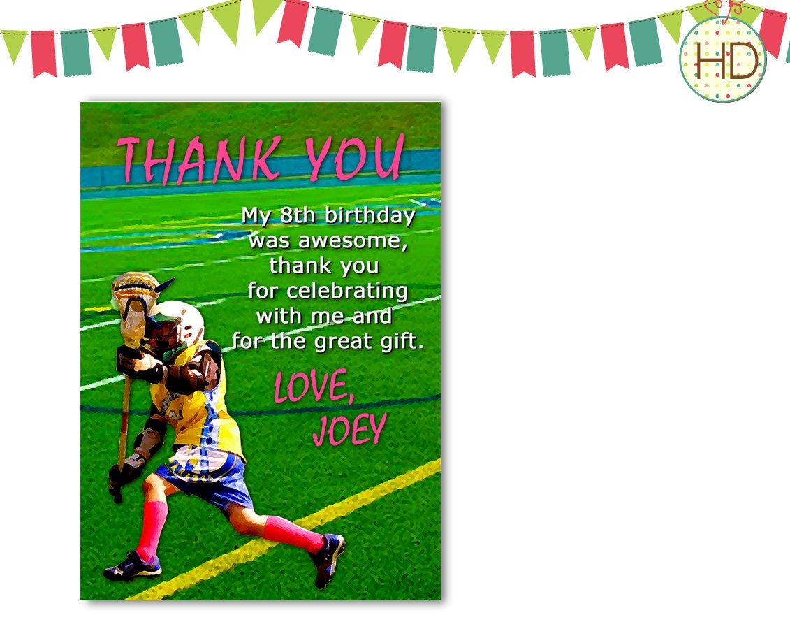 Lacrosse Birthday Invitation or Thank You by HDInvitations on Etsy