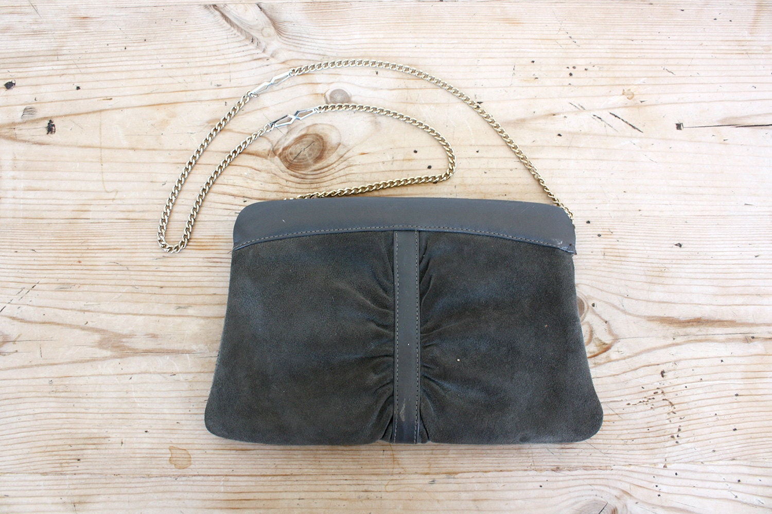 Lovely Gray Suede Crossbody bag Shoulder bag Purse Evening