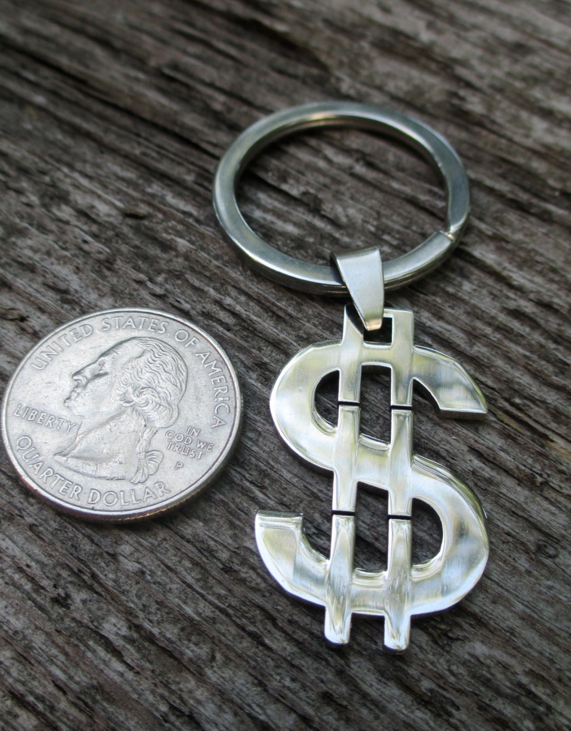 Keychain Dollar Sign Keychain Money Keychain by DebhallDesign