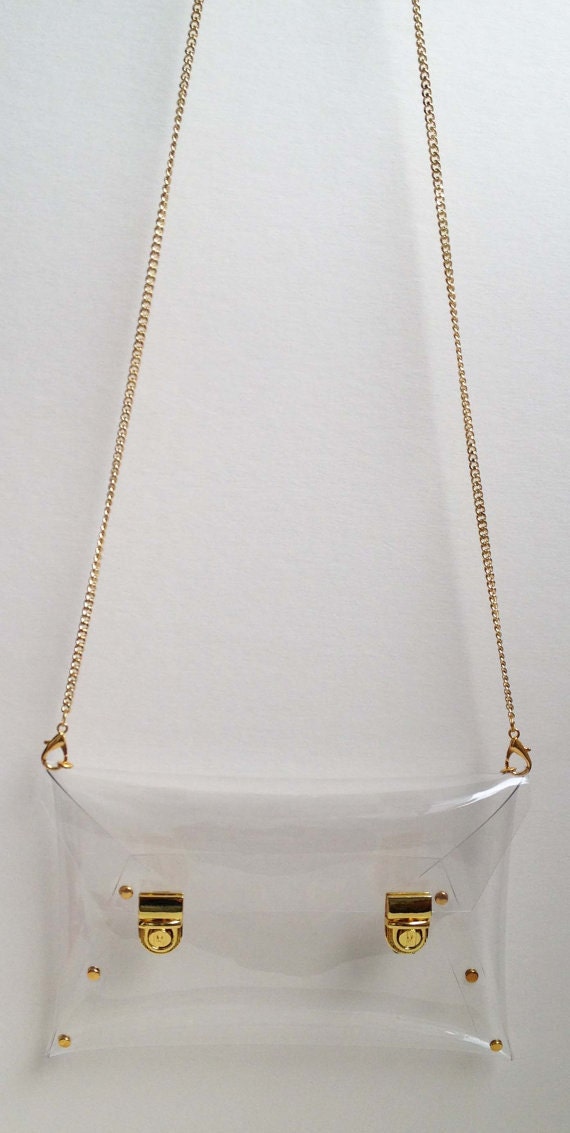 Medium Transparent Clear Clutch with String Chain by 9September