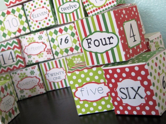 Printable Advent Calendar Boxes - Christmas Tradition - PDF - Instant Download - DIY Advent Calender Il_570xn
