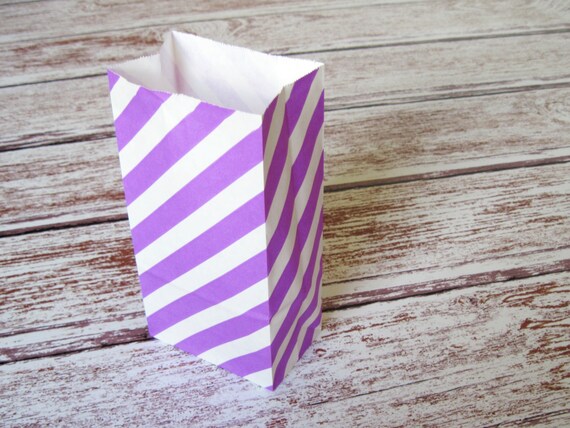 Party Favor Bags-10 Purple Striped SMALL Lunch Sack-Striped Party Favor Bags-Wedding Gift Bag-Striped Birthday Treat Bag-Lavender Goodie Bag Il_570xn