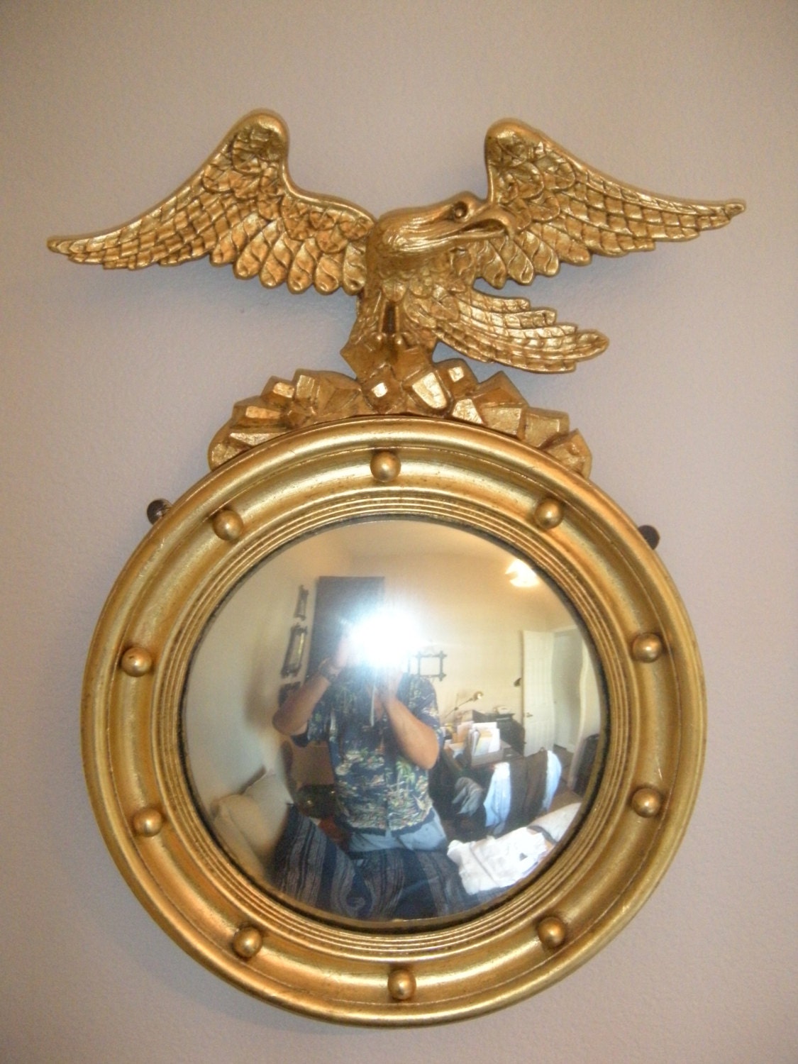 Antique American Convex Eagle Mirror Federal Period