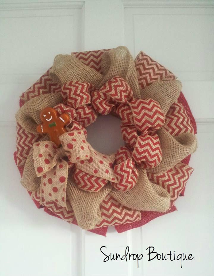 Christmas Wreath, Christmas Burlap Wreath, Holiday Wreath, Holiday Decor, Christmas Decor, Chevron Wreath