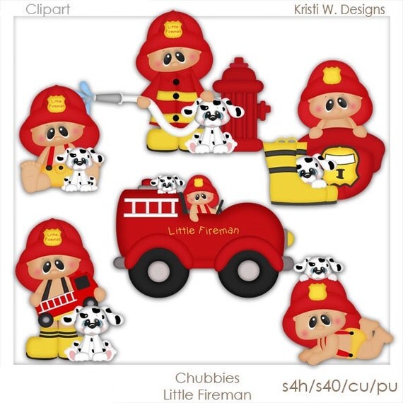 Download DIGITAL SCRAPBOOKING CLIPART Chubbies Little Fireman