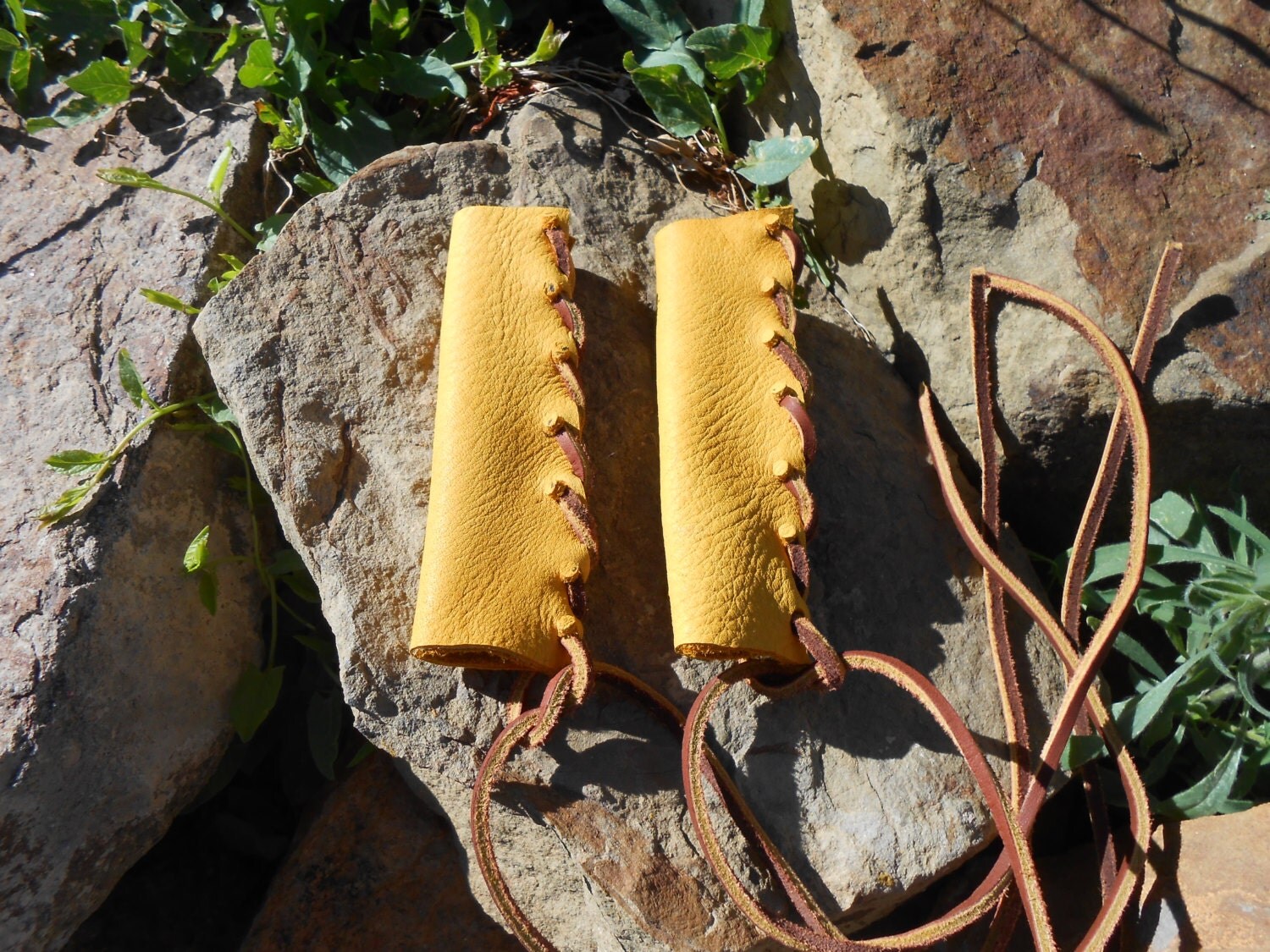 Leather Braid Wraps Native American Handmade Powwow