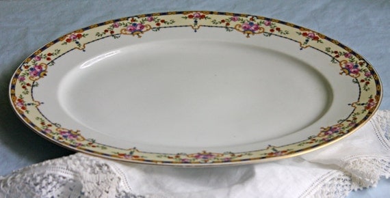 Antique Victoria China Platter. 16 Oval Serving Platter