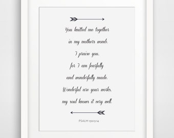 Psalm 139, Bible Verse Print, Bible Verse, Arrow Print, Arrow Art ...