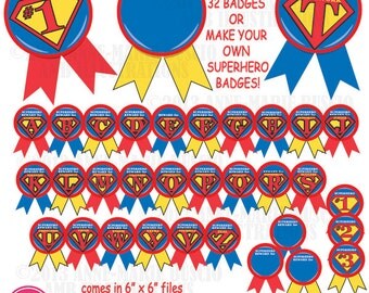 Superhero clipart, badges, superhero clip art, awards, commercial use, digital clipart, instant download, AMB-115