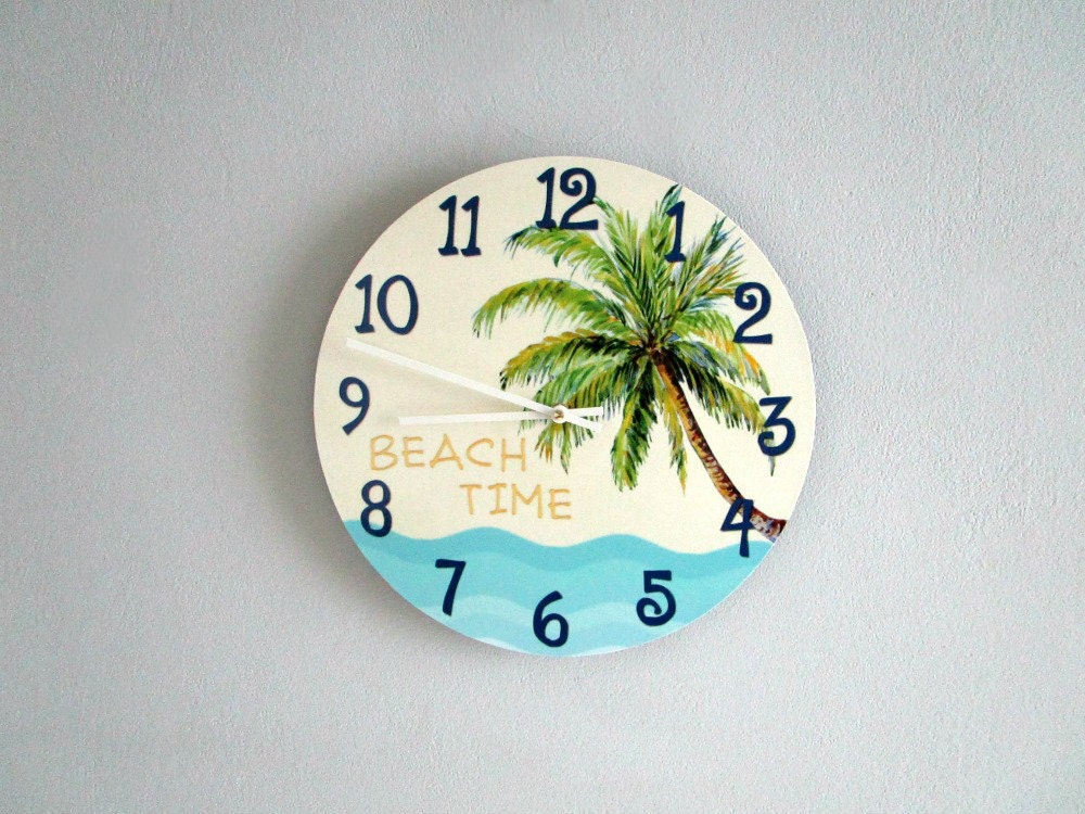 Beach House Wall Clock Tropical Palm Tree Clock Beach Time