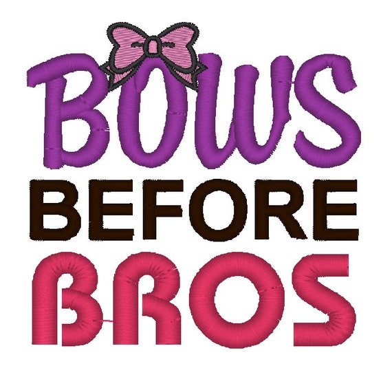 Download Instant Download: Bows Before Bros Embroidery Design