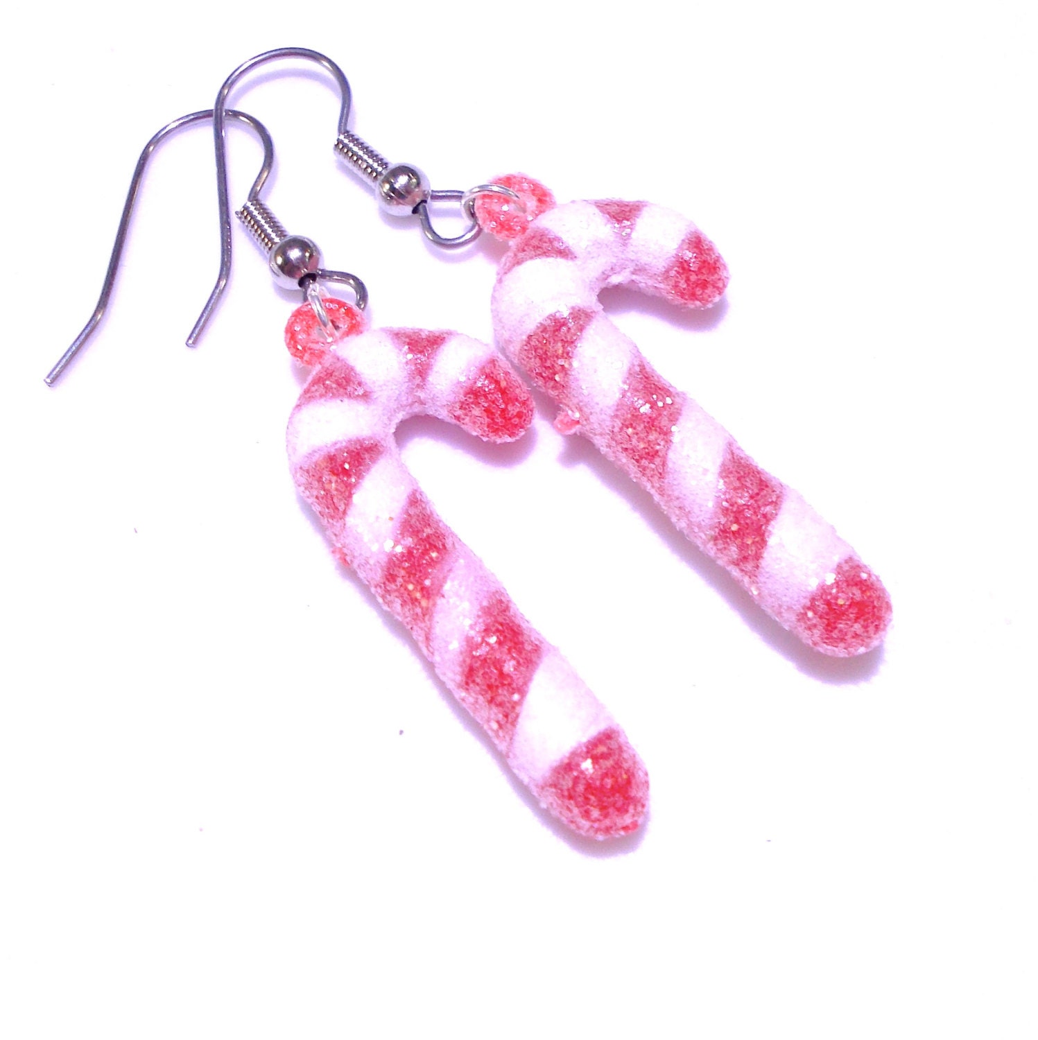Red and White Candy Cane Earrings by OzarksDesigns on Etsy