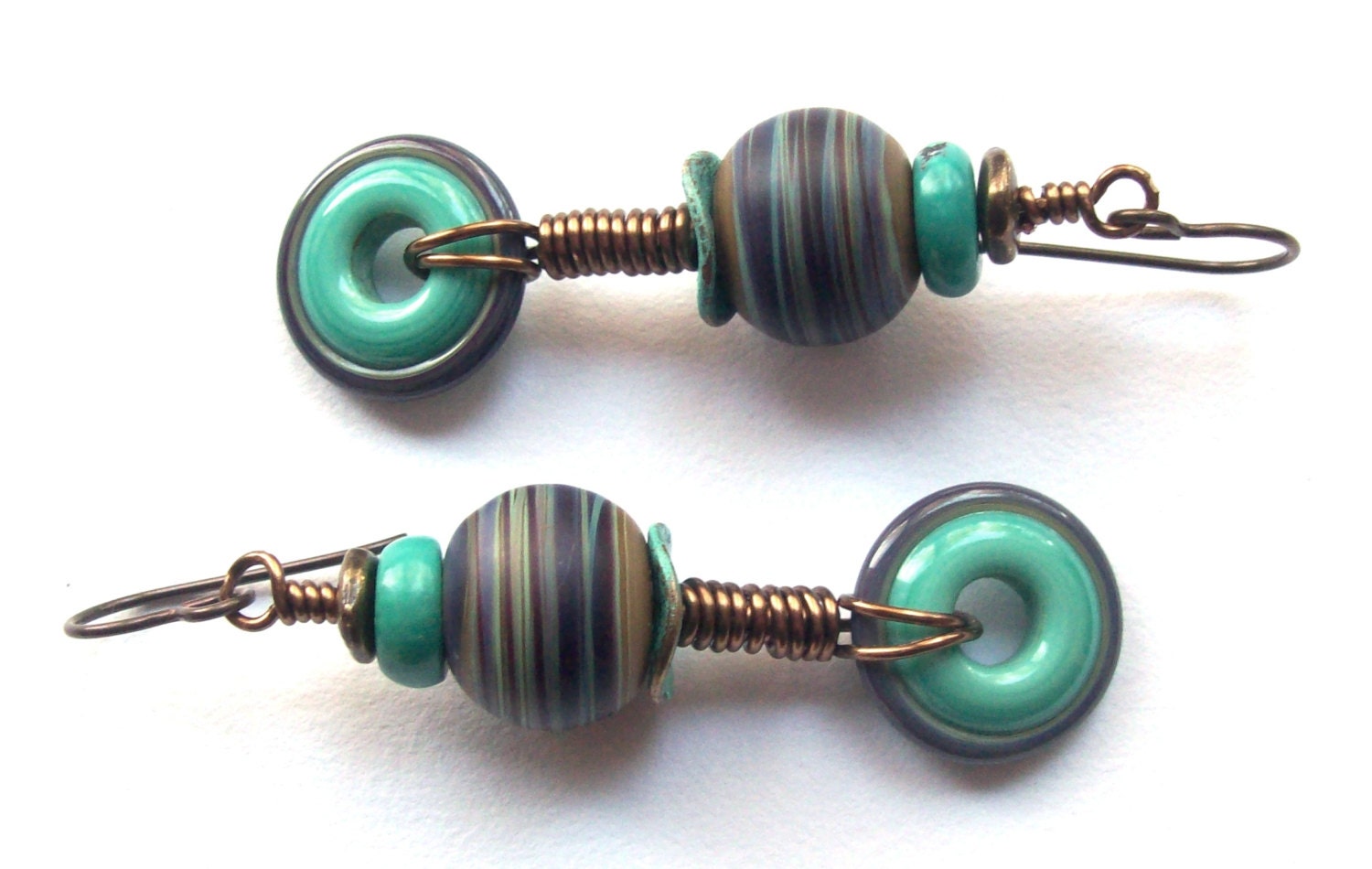 Unusual Fun Dangle Earrings Outwest Lampwork Earrings Funky