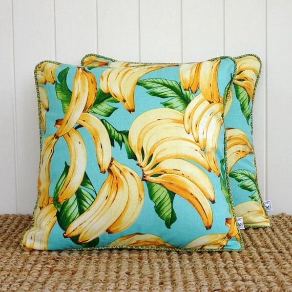 banana blue pillow