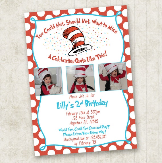 Cat in the Hat Birthday Invitation