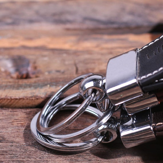 Personalized Leather Engraved Key Chain Key Ring Handsome