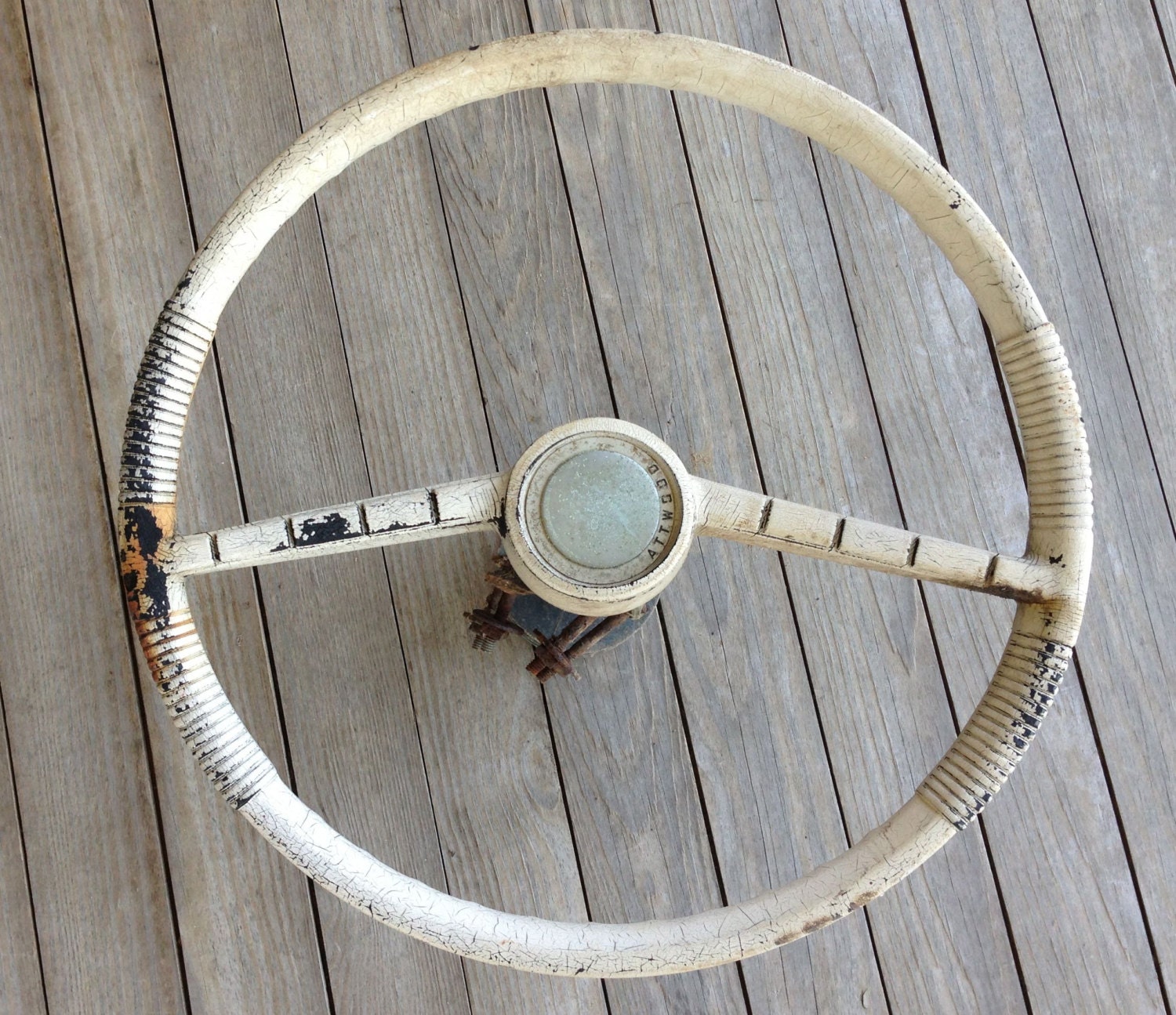 Vintage Boat Steering Wheel White 1950s Attwood by StylishPiggy
