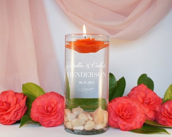 Unity Candle Personalized Ceremony Vase with Couples Monogram Design Options, Custom Design Choices, & Optional Candle