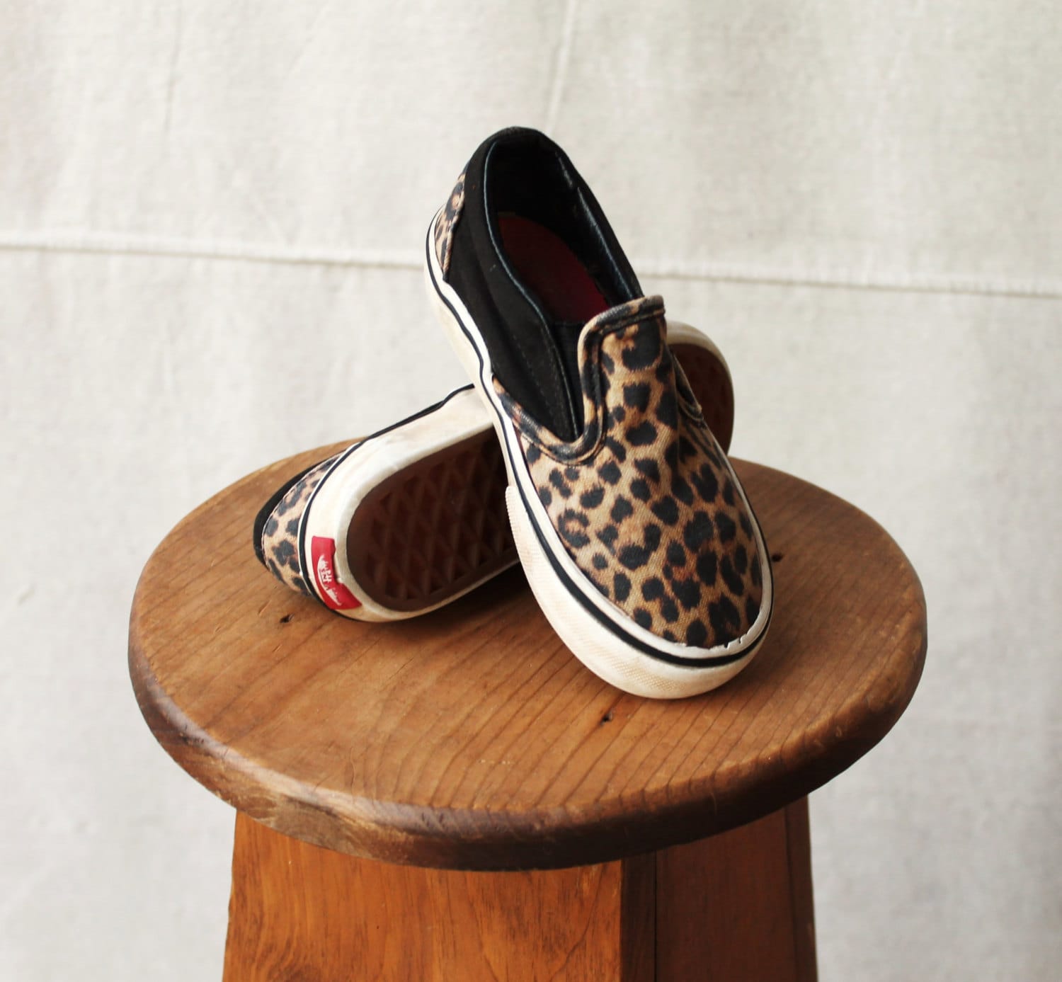 V is for VANS in Leopard Print Slip on Style Tennis Shoes