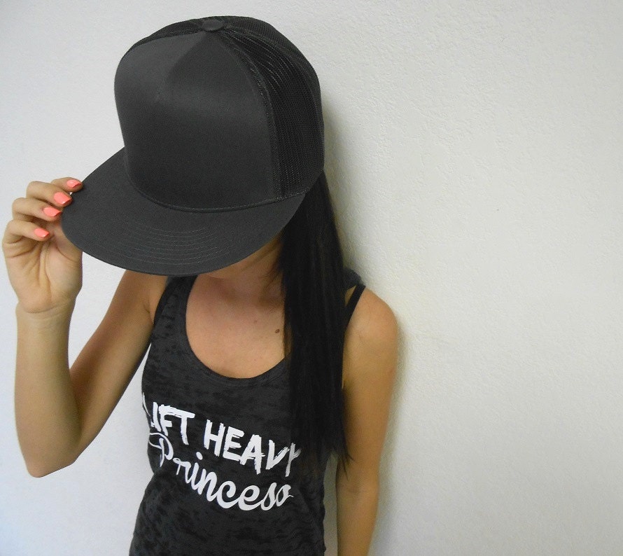Lift Heavy Princess Hat. Snapback Cap. Flat Bill Workout Hat.