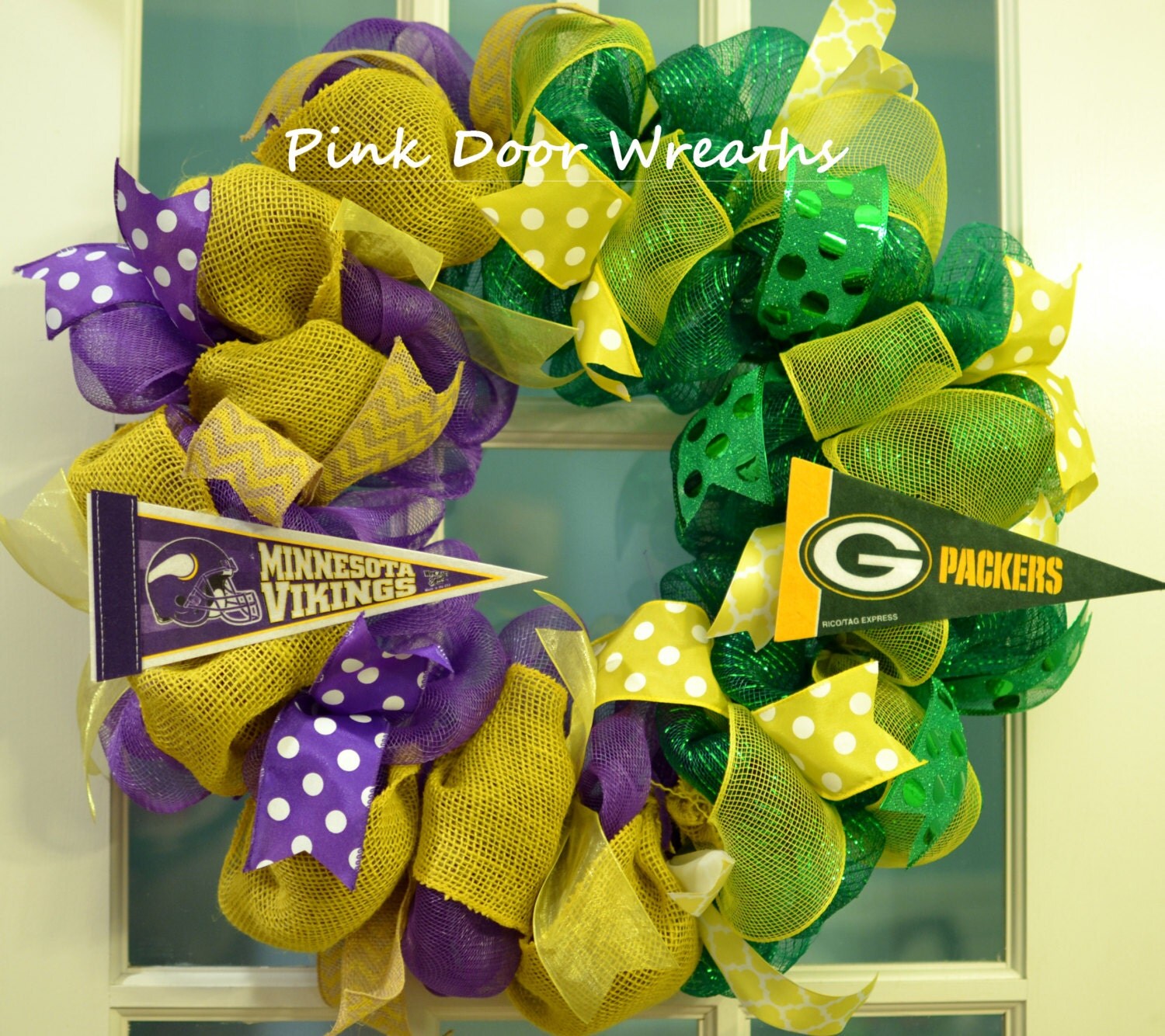 Made to Order Wreath Minnesota VIKINGS Green by PinkDoorWreaths