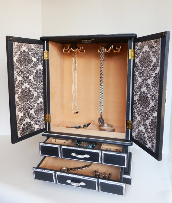 Ladies Jewelry Box Upcycled Jewelry Armoire Jewelry Storage