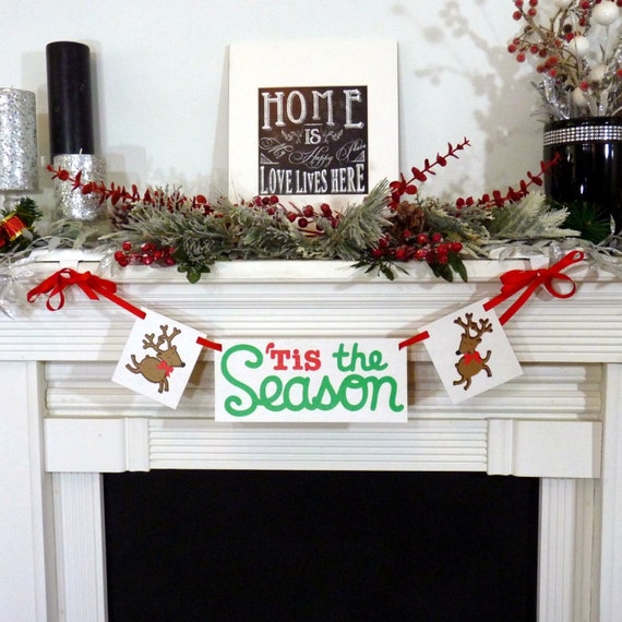 Christmas Banner Tis the Season Sign MERRY CHRISTMAS