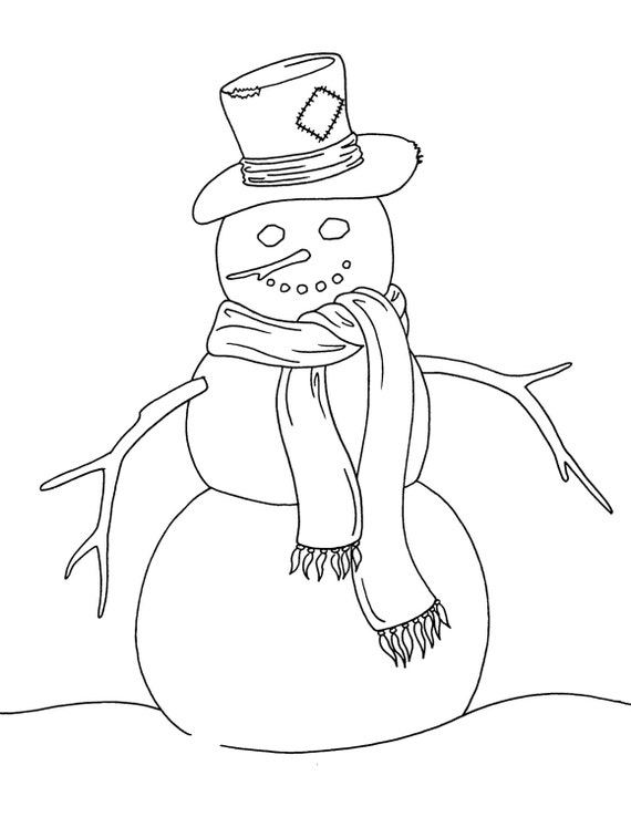 Items similar to Snowman Printable Coloring Page - Instant Download on Etsy