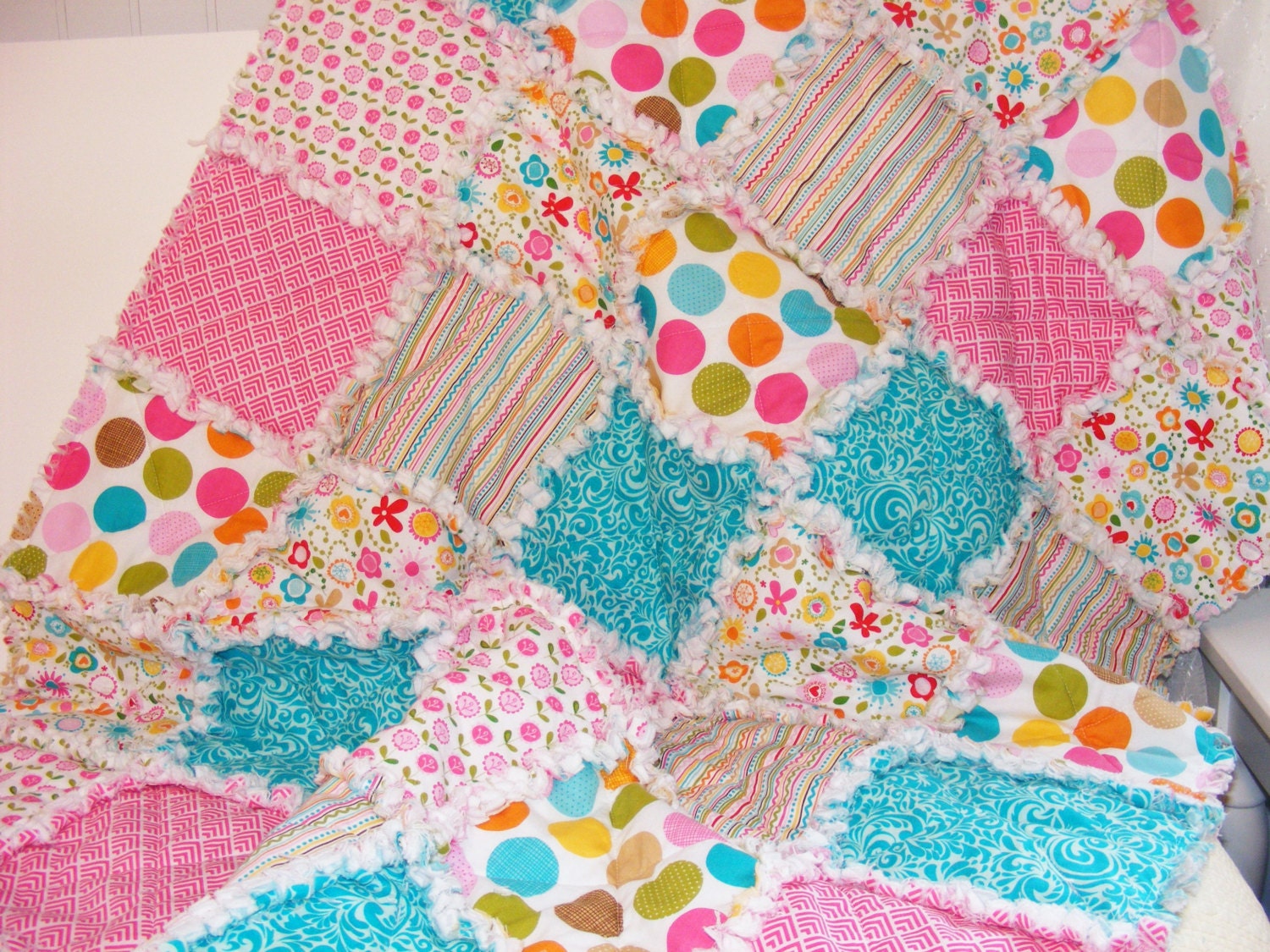 Baby Girl Rag Quilt Crib Quilt Toddler Quilt Nursery
