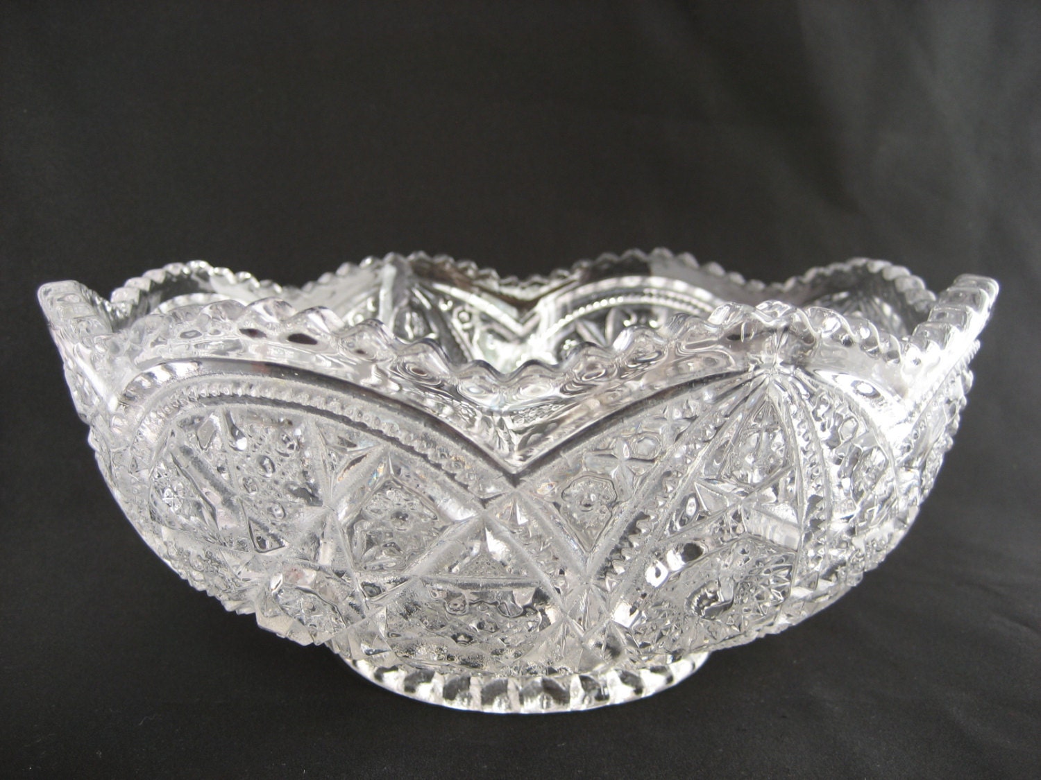 Vintage Crystal Glass Bowl Medium Size 8 inch Round Heavy