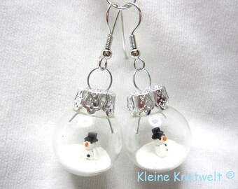 Snowman earring glass ball for winter christmas fashion jewelry