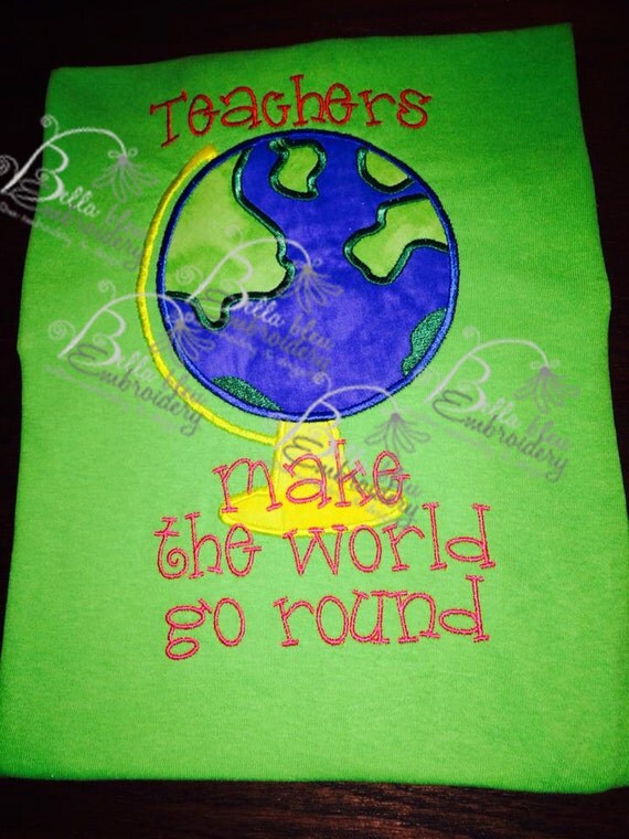 Back to School World Globe Map Applique Embroidery Designs