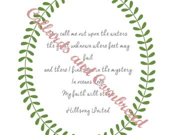 Digital Print of Oceans Lyrics by Hillsong United