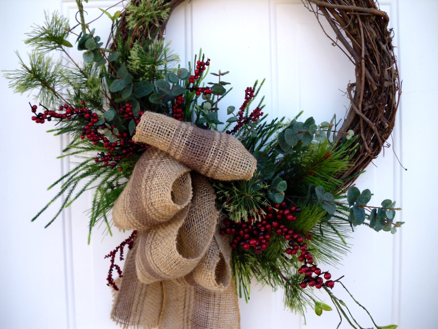 christmas wreath with burlap bow winter wreath holiday christmas wreath with burlap bow winter wreath holiday