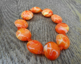 Orange and Yellow Lampwork Stretch Bracelet