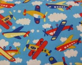 FLYING HIGH Airplanes FABRIC By the half Yard Kids Sky Clouds Nursery ...