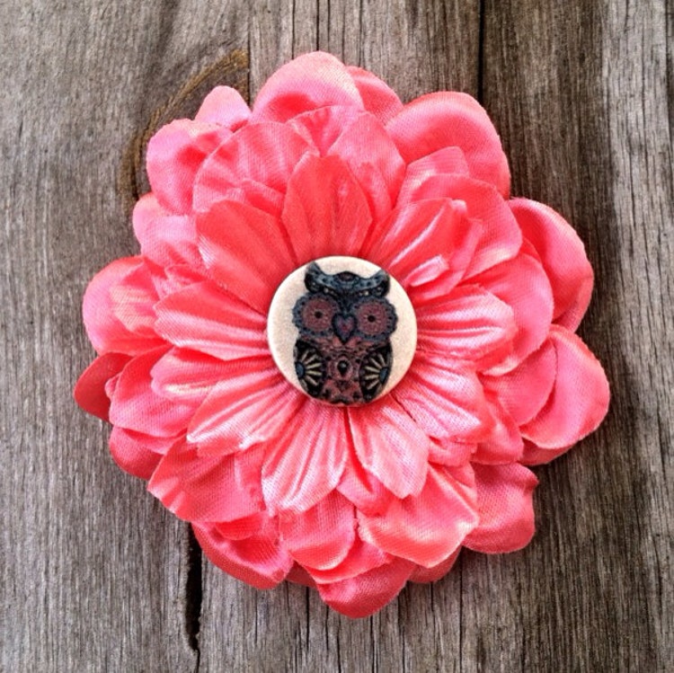 Silk Coral Flower Hair Clip with Handmade Polymer by FleurYourHair