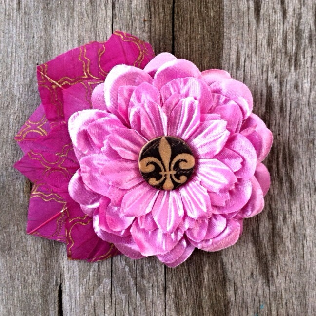 Beautiful Silk Flower Hair Clip Accessory with Painted