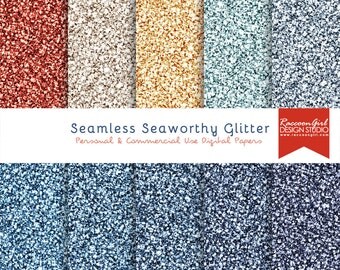 50% OFF Seamless Seaworthy Glitter Digital Paper Set - Personal & Commercial Use