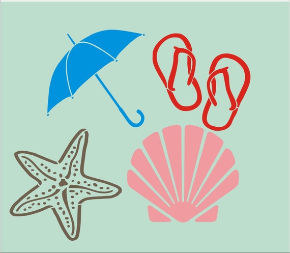 items similar to beach sign stencils 4 pc set umbrella 4x4 starfish is 55 flip flops 4x4 shell