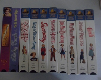 Vintage collection of Shirley Temple VHS tapes, 10 total in lot