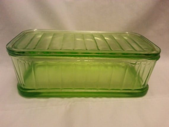 Green Depression Glass Ice by CristinasCollections on Etsy