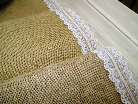 wedding Lace / Rustic runner Shabby Table Burlap Chic Perfect for  table and   Runner a  dimensions