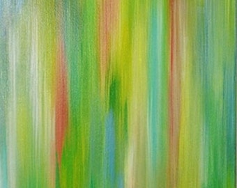 Acrylic Painting CONTEMPORARY ART ABSTRACT Painting Original Landscape Floral Green Yellow Turquoise Canvas Art 16x12x1,2 (40cmx30cmx3cm)