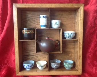 Shadow Box, Display Case, Knick Knack shelf - stained in antique cherry - Free Shipping USA
