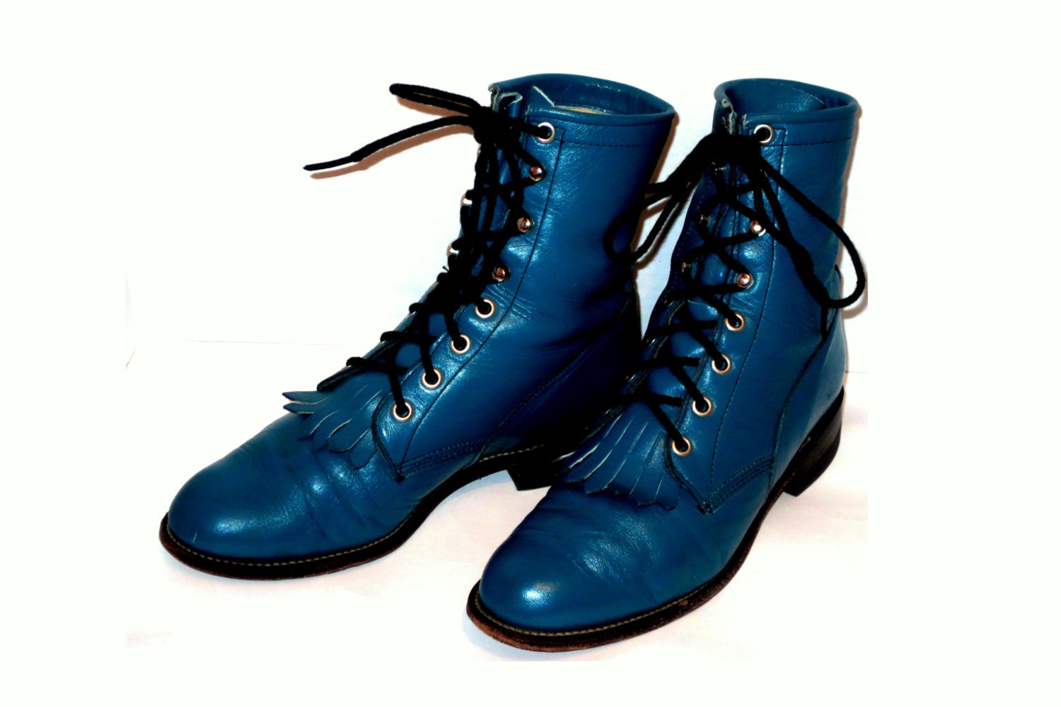 light blue lace up boots
