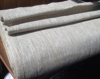 Simple canvas pure Linen fabric Flax Upholstery Decorator light Gray White mix Heavy Weight ECO-friendly - custom yardage